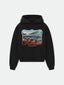 RHUDE Coastal Town Postcard Graphic Hoodie Black