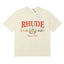 Rhude Yacht Club Bay Of Angels Flag Crest Vintage Cream Oversized T‑Shirt