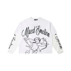 Mixed Emotion White Two-Layer Long Sleeve Top – Cupid Mixed Emotion Print