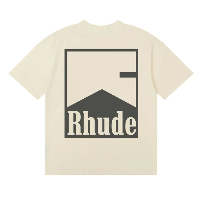 **Rhude** Minimal Vintage Square‑Frame Mountain Print Casual T‑Shirt Hover Image