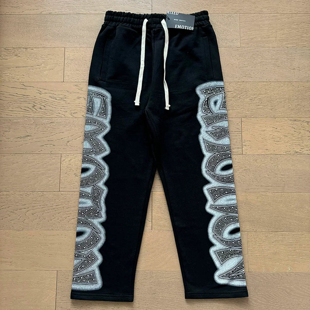 Mixed Emotion Skeleton Graphic Zip‑Up Hoodie Sweatpants Set
