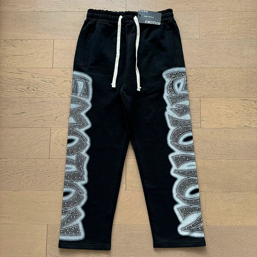 Mixed Emotion Skeleton Graphic Zip‑Up Hoodie Sweatpants Set