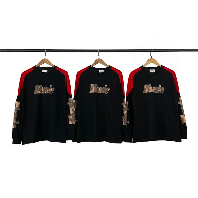 Rhude Camo Patch Logo Raglan Long Sleeve Tee Black Red Main Image