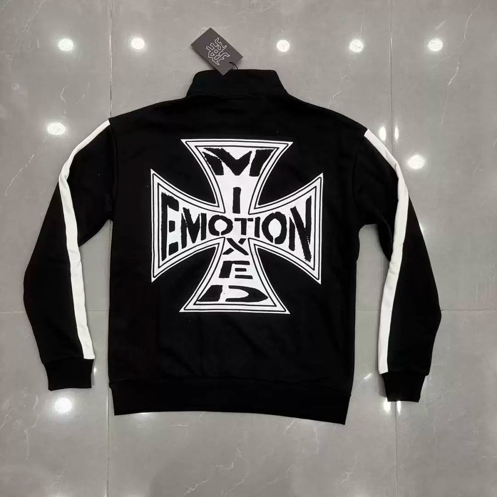 Mixed Emotion Cross Graphic Half‑Zip Sweatshirt & Sweatpants Set
