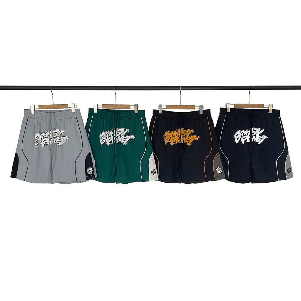 Broken Planet Curved Seam Graffiti Basketball Shorts‑4 Colors