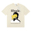 Rhude Dear God Portrait Text Quote Cream Oversized T‑Shirt