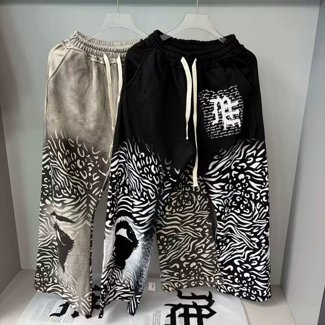 Mixed Emotion Lion Animal‑Print Wide Leg Sweatpants Hover Image