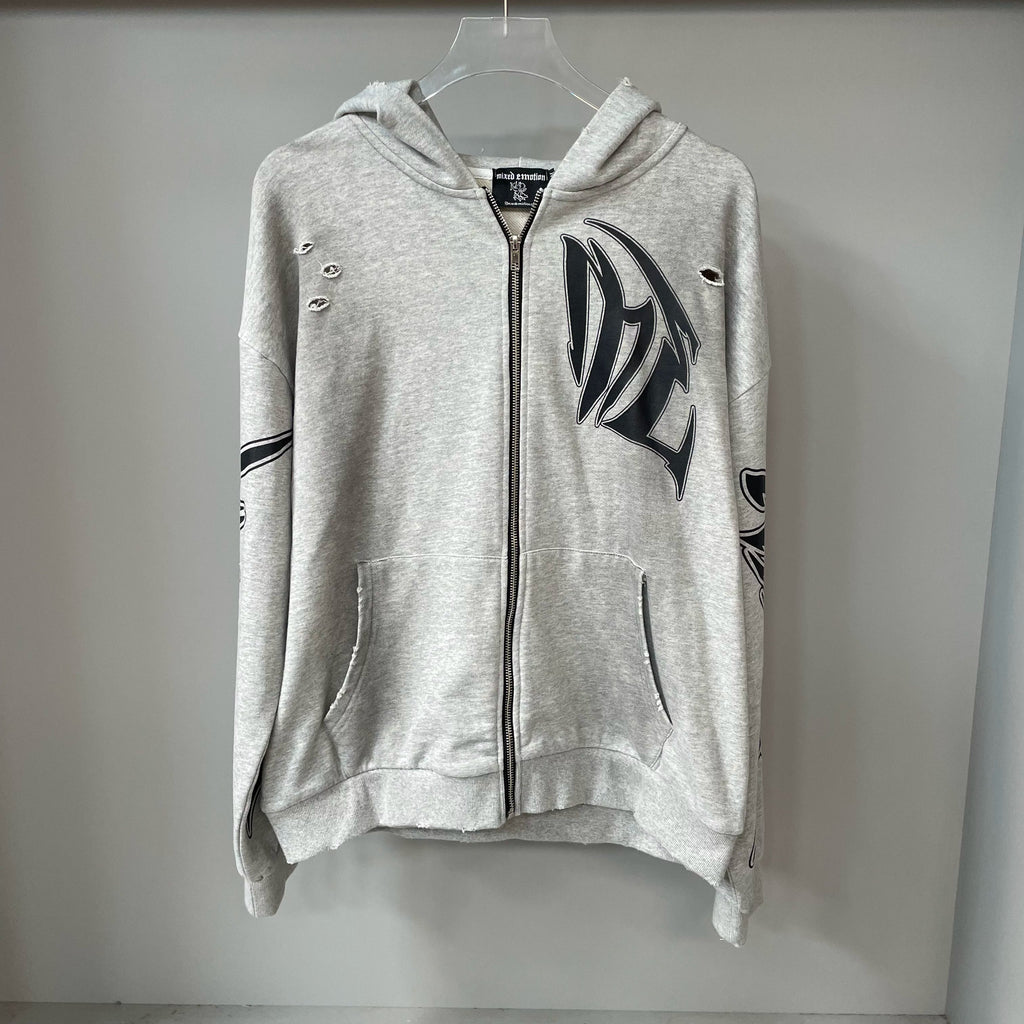 Mixed Emotion Grey Hoodie – Black Art Font Back Print