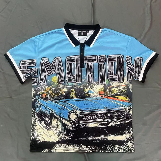Mixed Emotion Retro Car Graphic Short Sleeve Polo Hover Image