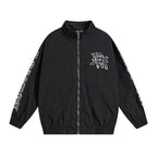 Mixed Emotion Rhinestone Logo Zip‑Up Track Jacket