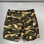 Mixed Emotion Camo Multi‑Patch Cargo Shorts