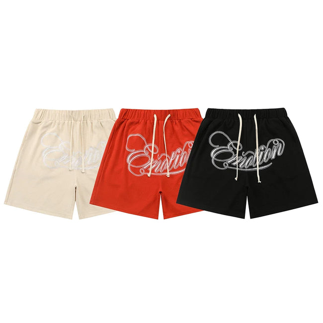 Mixed Emotion Casual Shorts – Script Emotion Print Hover Image