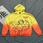 Mixed Emotion Gradient Cupid Graphic Zip‑Up Hoodie