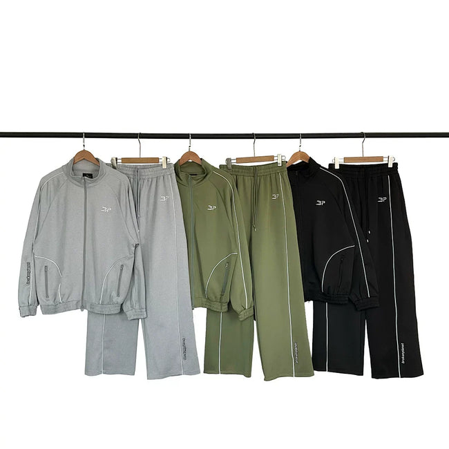 Broken Planet Piping Trim Track Jacket & Wide Leg Pants Set - 3 Colors Available Hover Image