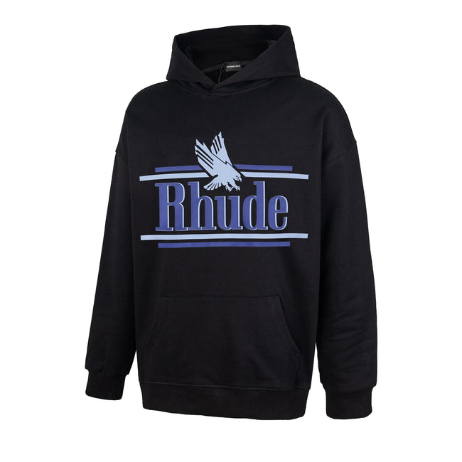 RHUDE Eagle Striped Logo Hoodie Black Hover Image