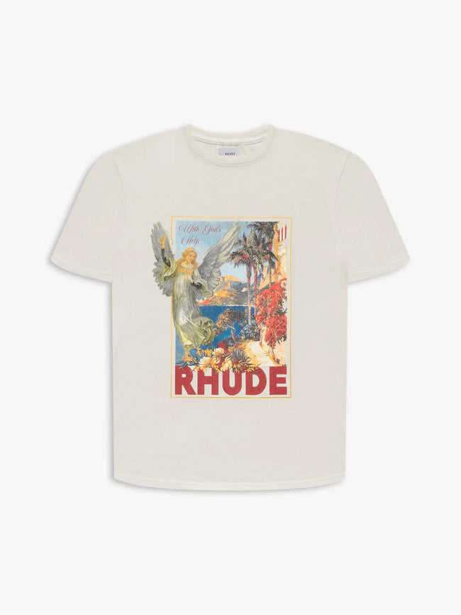 Rhude Angel Scenic Vintage Poster Oversized T‑Shirt Off‑White Hover Image