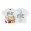 Mixed Emotion White Tee – Blue Gothic Cross Cupid Print