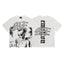 Mixed Emotion White Tee – Gothic Cross Alien Woman Print