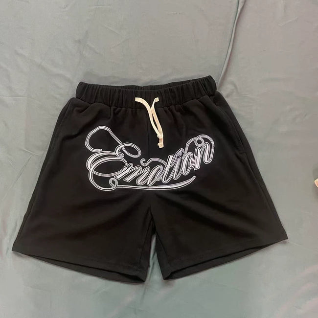 Mixed Emotion Casual Shorts – Script Emotion Print Main Image