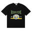 Rhude Retro Globe Badge Green Letter Black Oversized T‑Shirt